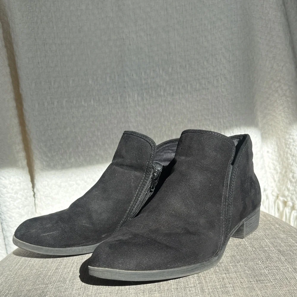 Time and Tru Black Suede Ankle Booties